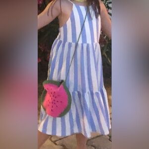 ZARA Girls Striped Dress - Blue & White, Size 7